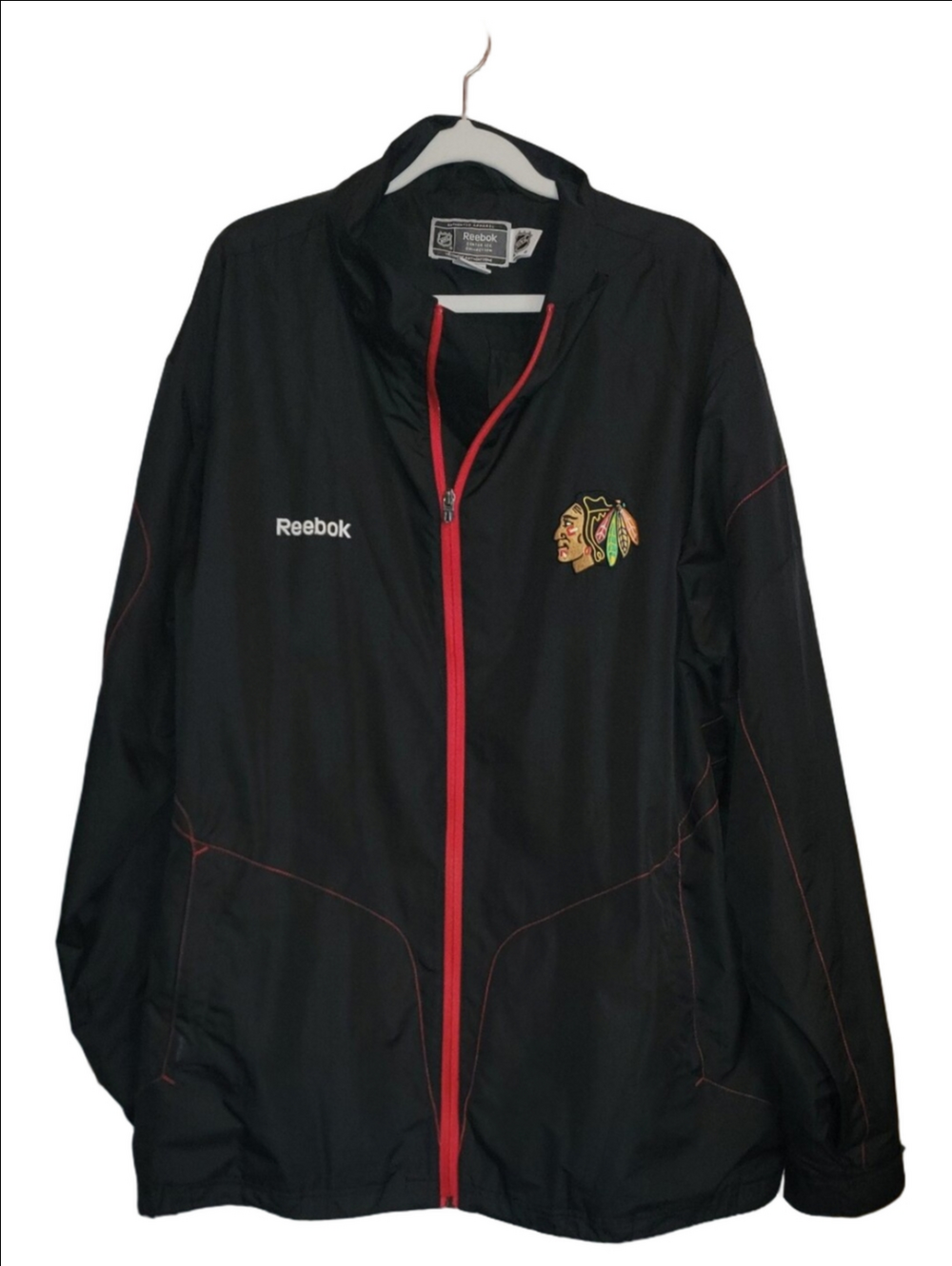 REEBOK NHL Center Ice Chicago Blackhawks Embroidered Black Windbreaker XL